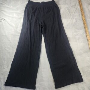 Eye Candy Black Crinkle Gauze Wide Leg Pants XL Pull On Boho Whimsigoth